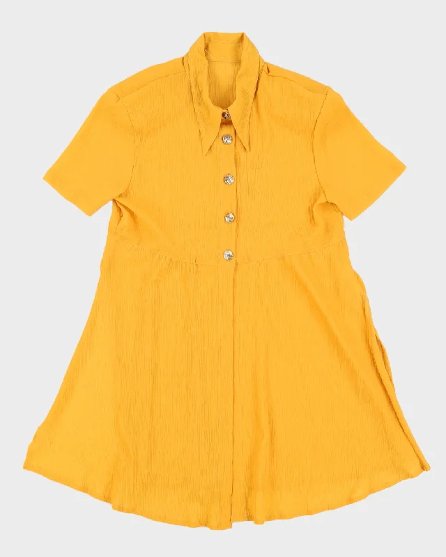 Deal Explosion Mustard Yellow Short Sleeve Blouse - S