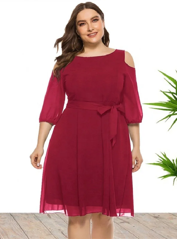 Extra Savings Short Sleeve Chiffon Short Dress
