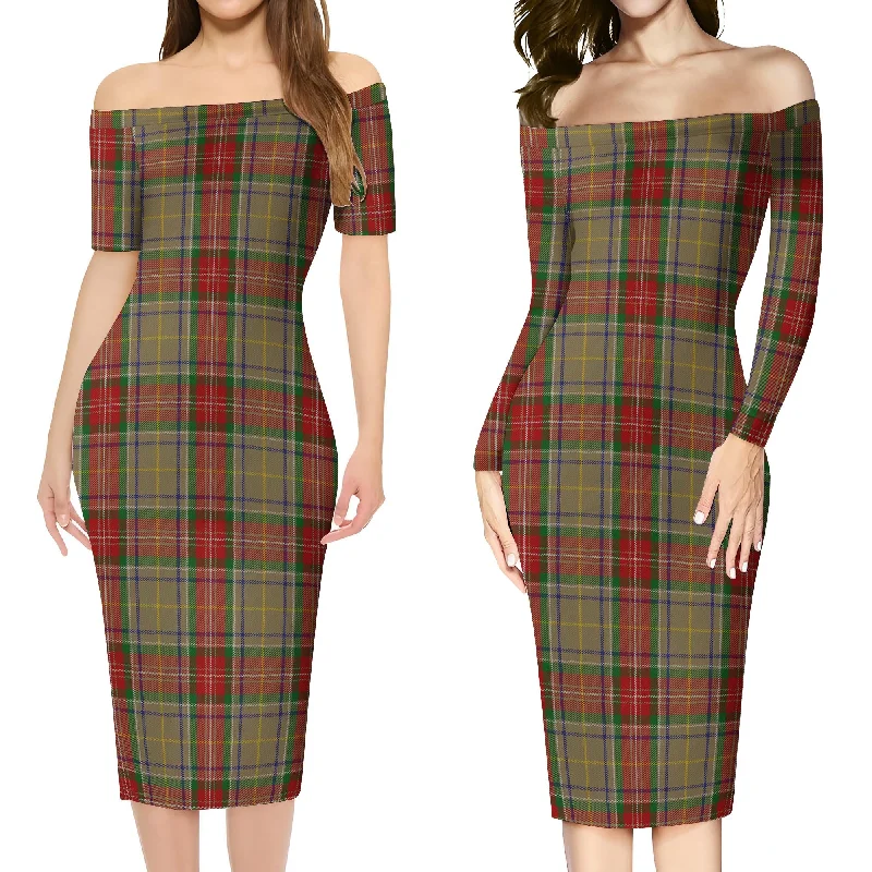 Hurry In Muirhead Old Tartan Off Shoulder Lady Dress