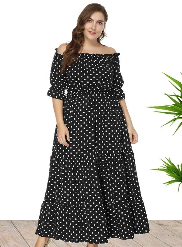 New Markdowns Word Collar Polka Dot Beach Dress
