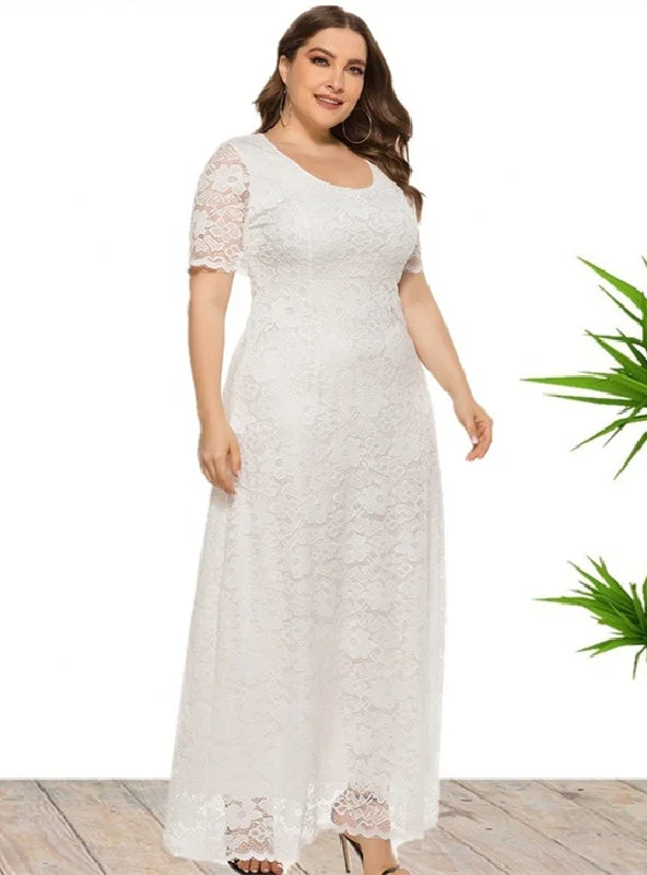 Today’s Deal Plus Short Sleeve Full Lace Dress