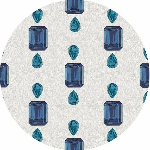 Shop and Save Gem Sapphires White 16" Round Pebble Placemat Set of 4