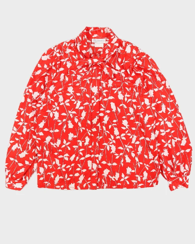 New Arrival Red With White Pattern Blouse - M