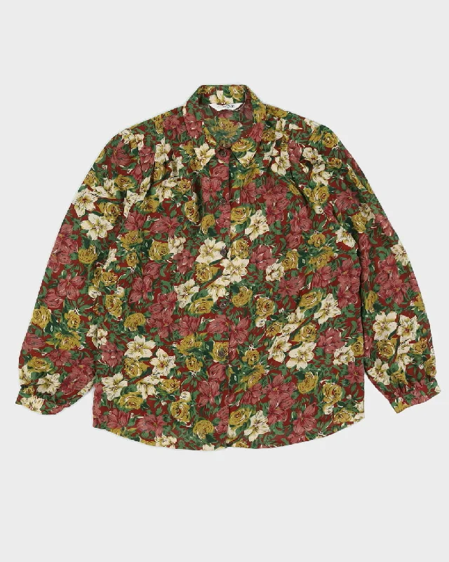 Limited Edition Green And Burgundy Floral Blouse - M