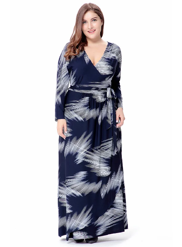 Low Prices Women's Printed V-neck Large Size Dress