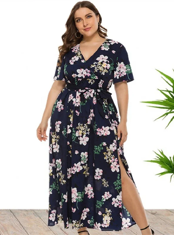 Unbeatable Prices Bohemian Split Print V-neck Short Sleeve Dress