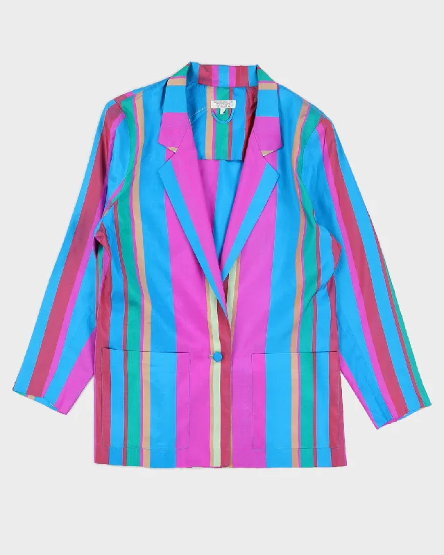Stock Clearance 00s Thai Silk Turquoise Blazer Jacket - L