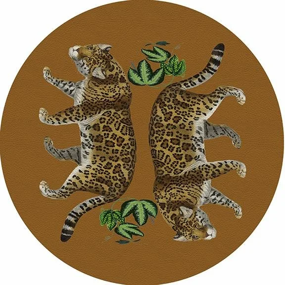 Crazy Deals Leopard Seeing Double Safri 16" Round Pebble Placemat Set of 4