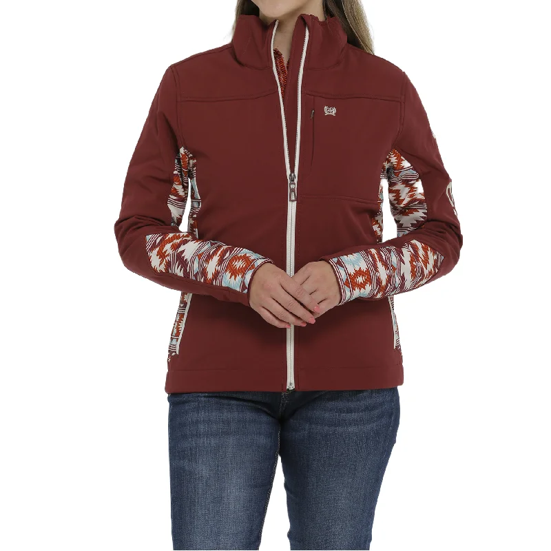 Deal Dash Cinch Ladies Burgundy Printed Concealed Carry  Bonded Jacket MAJ9857001