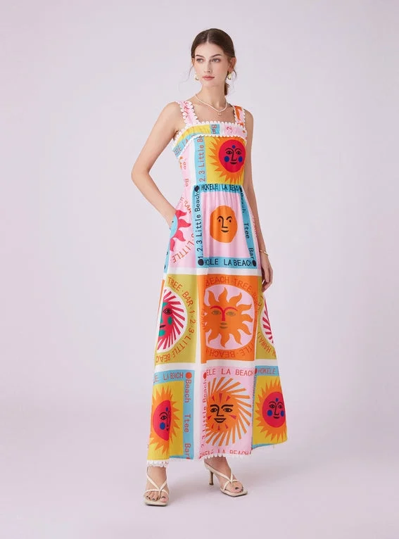 Fantastic Offers Summer Holiday Printed Suspender Dress