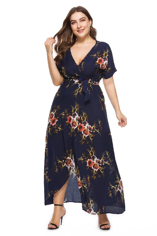 Final Sale Orinted Bohemia V-neck Beach Dress