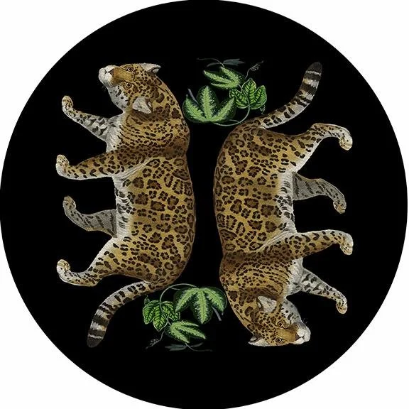 Deal Alert Leopard Seeing Double Black 16" Round Pebble Placemat Set of 4