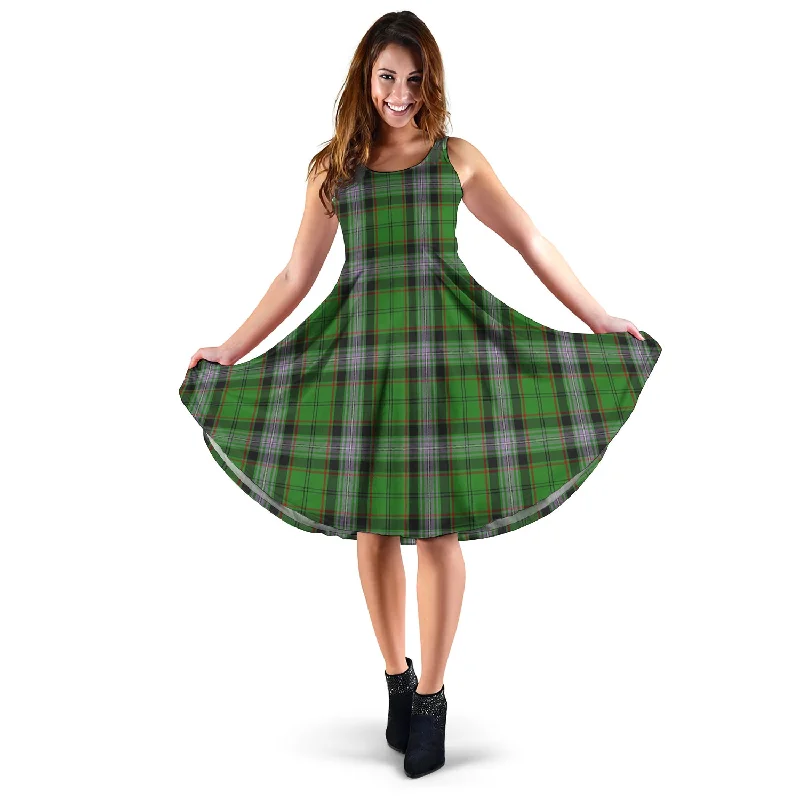 Must-Have Deals Moss Tartan Sleeveless Midi Womens Dress