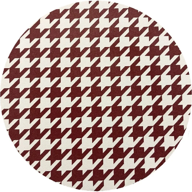 Price Drop Alert HOUNDSTOOTH RED WHITE 16 ROUND PEBBLE PLACEMAT, SET OF 4