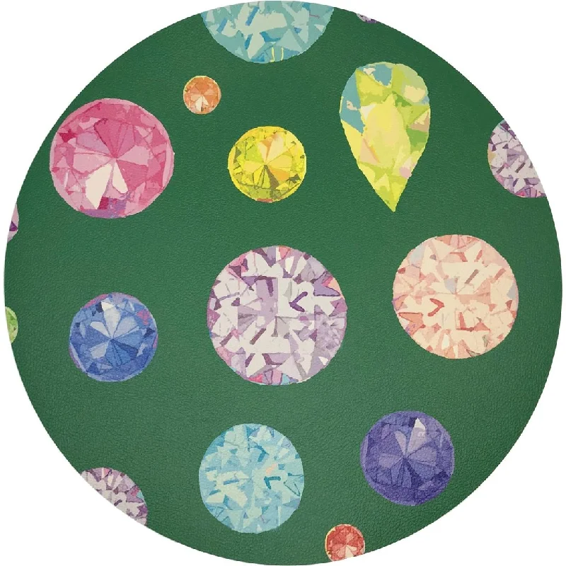 Customer Appreciation Sale Jewel Green 16" Round Pebble Placemats, Set Of 4