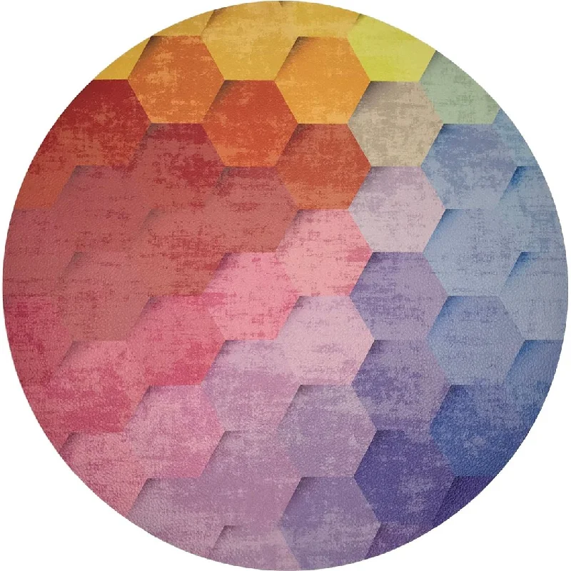 Flash Sale Hex Red Orange Blue 16 Round Pebble Placemats, Set Of 4