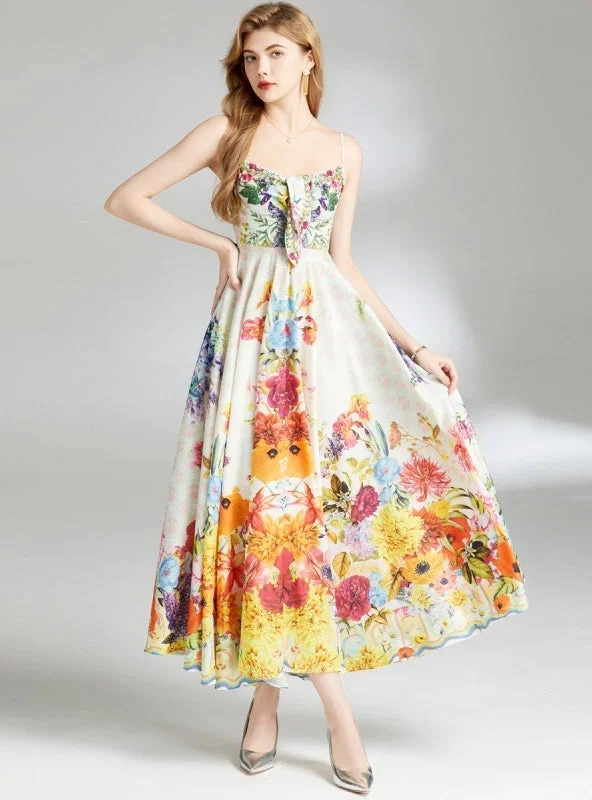 Lowest Prices Slim Sleeveless Printed Medium and Long Dress