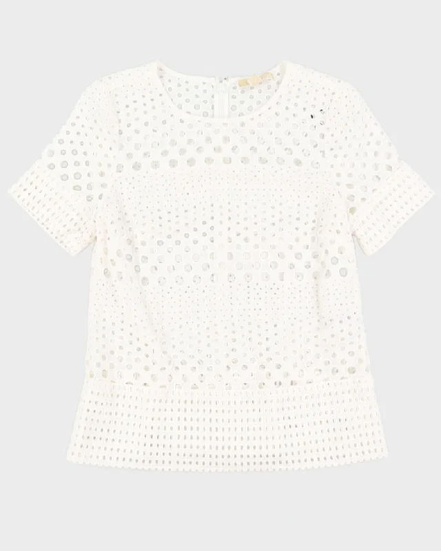 Season Finale Sale Michael Kors White Eyelet Lace Blouse - S