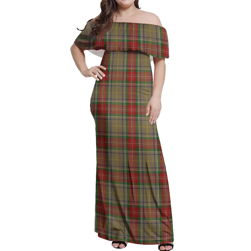 Markdowns Muirhead Old Tartan Off Shoulder Long Dress