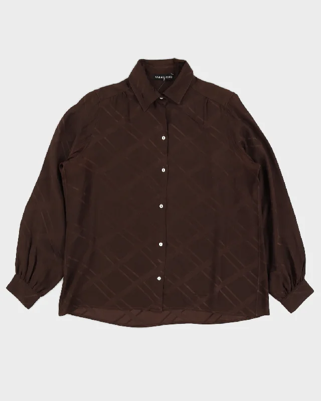 Super Savings Brown Silk Jacquard Blouse - L