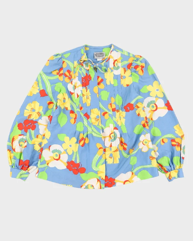 Deal Mania Blue Floral Open Style Jacket - M