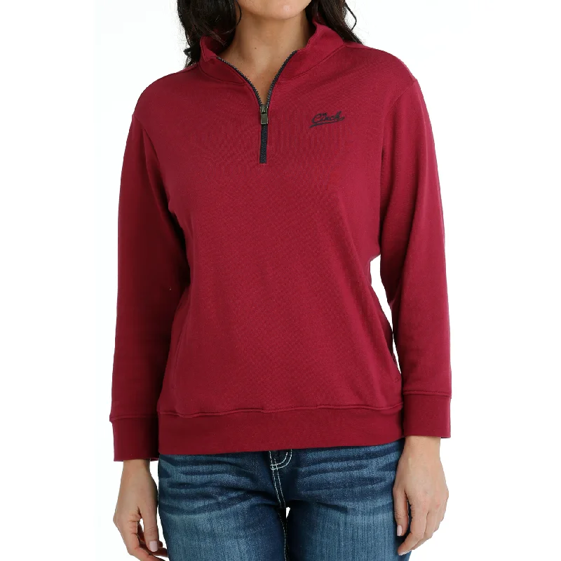 Don't Wait Cinch Ladies Burgundy Quarter Zip Pullover MAK7906001