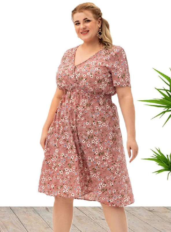 Daily Deals Short Sleeve V-neck Printed Short Dress