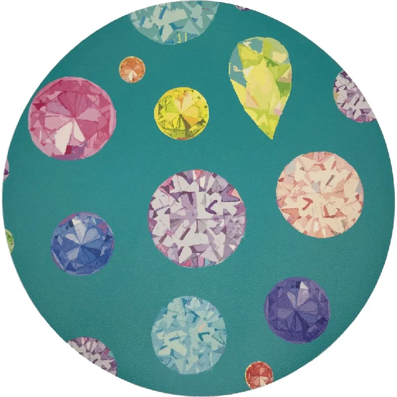 Grand Opening Sale Jewel Cyan16" Round Pebble Placemats, Set Of 4